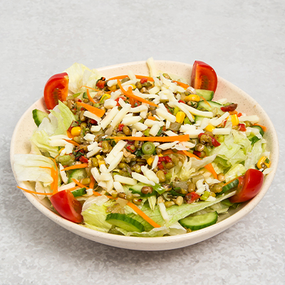 mixed vegetable salad in a mason jar.